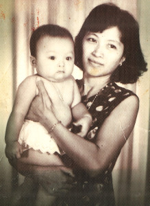 Sam as baby with mother